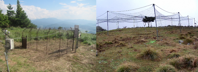 伊吹山に設置している大型の囲いわな