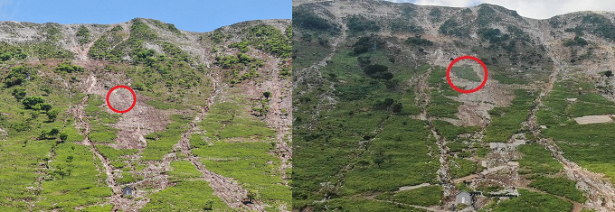 （左）2024年５月の状況　（右）2025年７月の状況