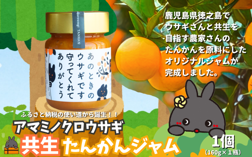 アマミノクロウサギさんと共生を目指す農家さんのたんかんを使用した、徳之島町オリジナルジャムです。