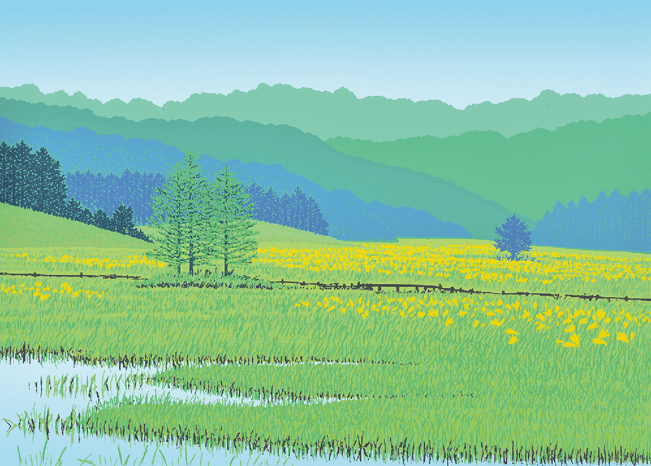 小暮真望 シルクスクリーン版画 （尾瀬の郷親善大使）夏を奏る - 群馬