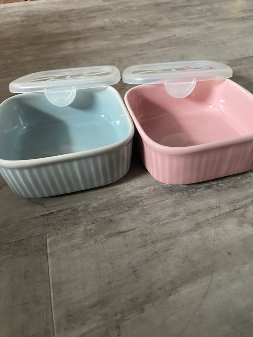 波佐見焼】便利な蓋つき容器 2個セット（グレー・ピンク） 小鉢 小皿