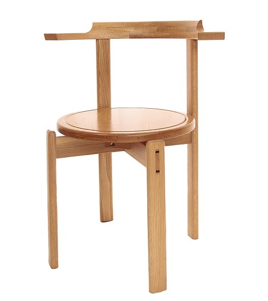 115-001　肘つきラウンドチェアー　板座（１脚）