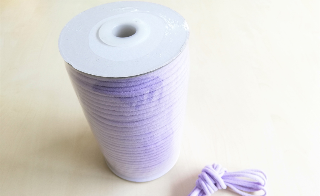 [P058] マスクゴム（リリヤン8本針）4mm×100m（抗ウイルス&抗菌加工済み）【パープル】