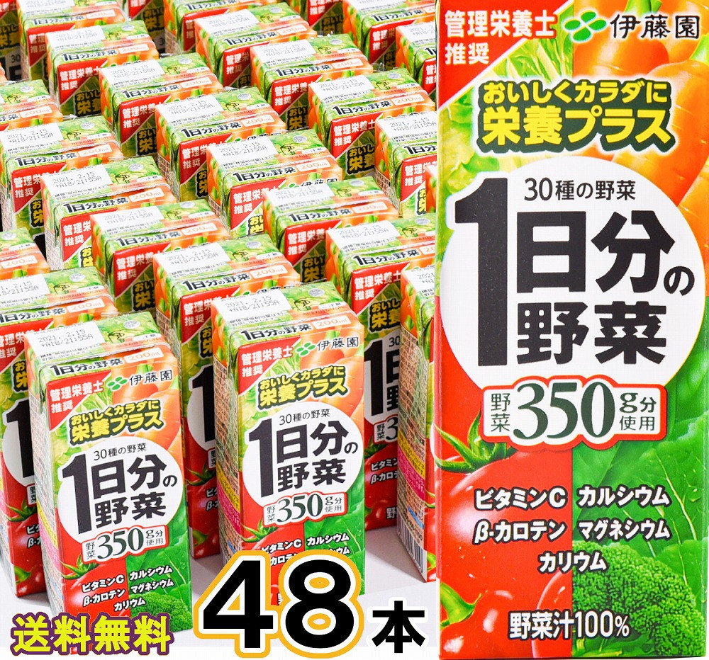 1日分の伊藤園 1日分の野菜 200ml×48本(24本×2ケースセット)/ 野菜ジュース 野菜 ジュース 栄養 健康 ソフトドリンク 紙パック 国内製造 022-G-IT007
