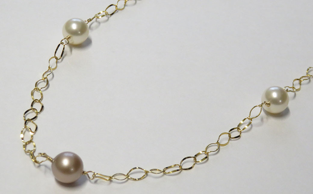 【ふるさと納税限定デザイン】ゴールドフィルド デザインパールロングネックレス 70cm ~ 75cm 金属 パール アクセサリー プレゼント 中川装身具工業 岩手県 北上市 G0226 レディース ファッション