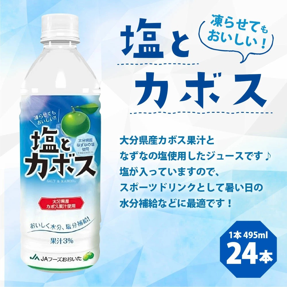022-518 塩とカボス 495ml×24本  かぼす なずな ジュース スポーツドリンク