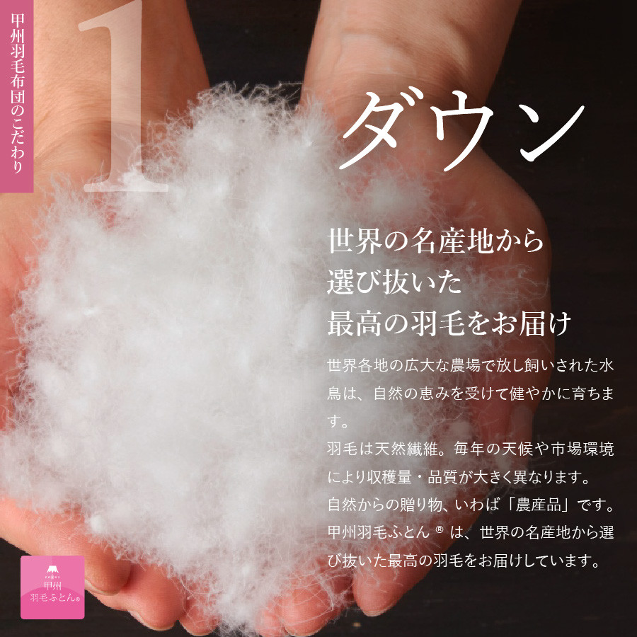 【12月発送】ダウンまくら中判(1個)　ピローケース付(1枚)【甲州羽毛ふとん】