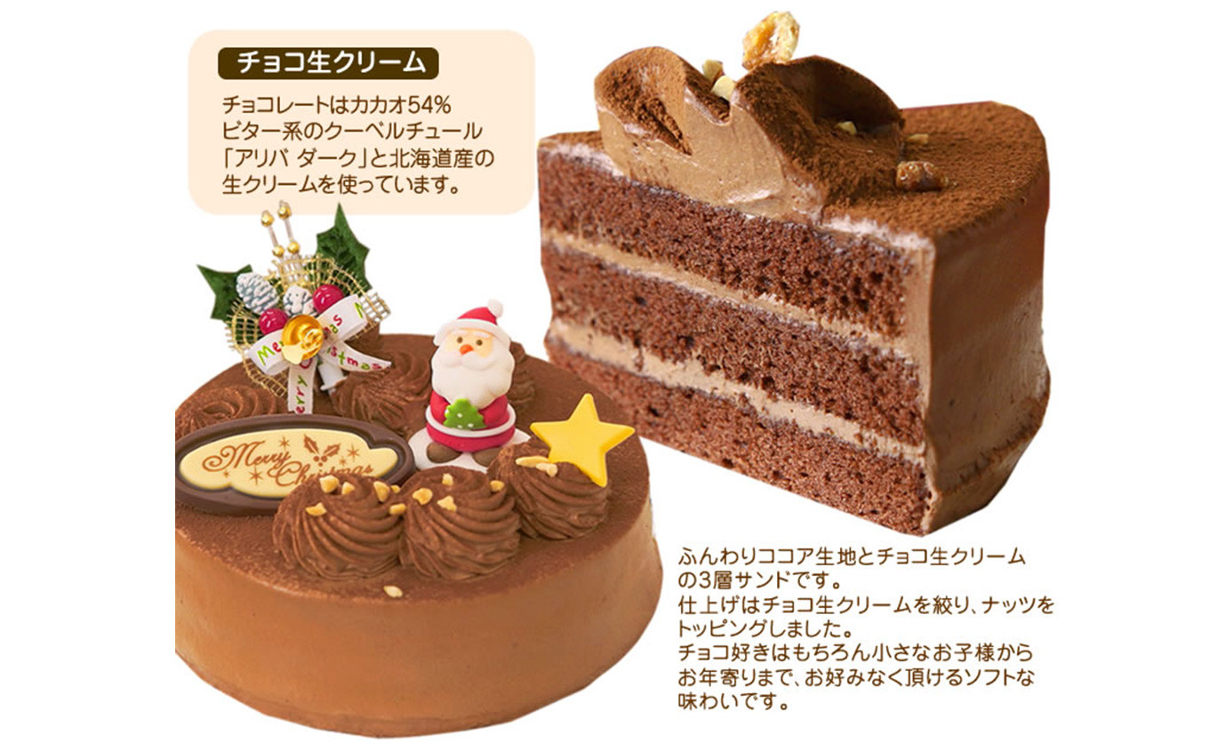 北海道・新ひだか町のクリスマスケーキ『生チョコラータ』口どけなめらか 生チョコレートケーキ【お届け予定:12/20~12/24】冷凍発送 クリスマスケーキ クリスマス チョコレートケーキ
