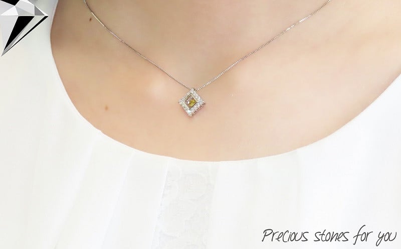 ナチュラルイエローダイヤモンド トゥインクルストーンペンダント プラチナ square ネックレス ダイヤモンド ジュエリー アクセサリー 宝石 富士吉田 山梨
