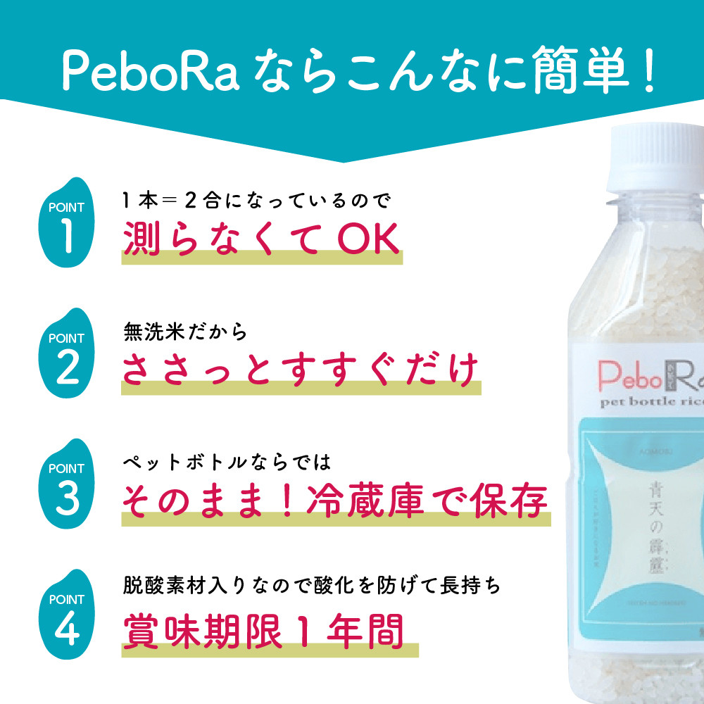 無洗米 青天の霹靂 (精米・Pebora 2合 ×3本) 令和7年産 青森県産 【特A 8年連続取得】