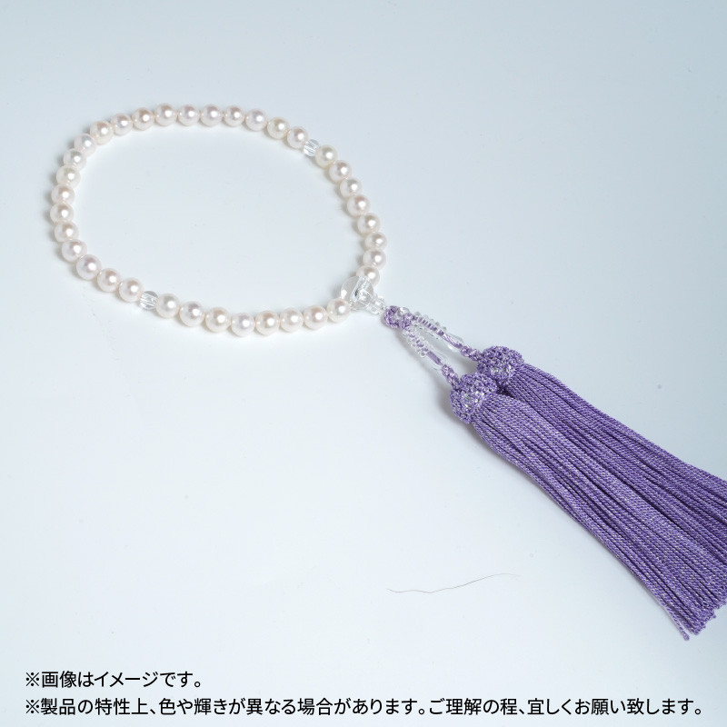 あこや本真珠念珠 真珠7-7.5mm　白色真珠 冠婚葬祭 高品質 パール 透明感 ホワイト ケース 真珠 法事 お盆 数珠 R14131-W