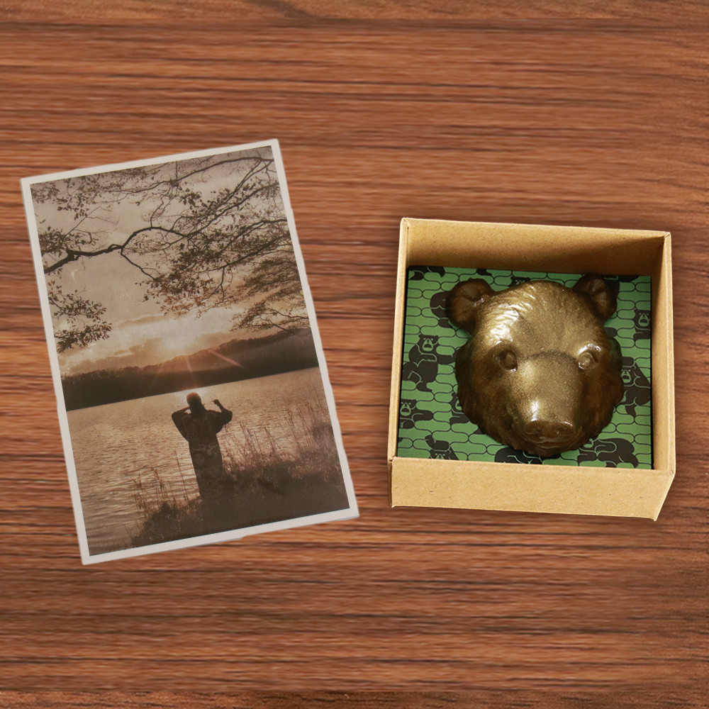 白老 熊マスク壁掛け＜木彫工芸家 山田祐治コラボ＞×ポロト湖ポストカード 