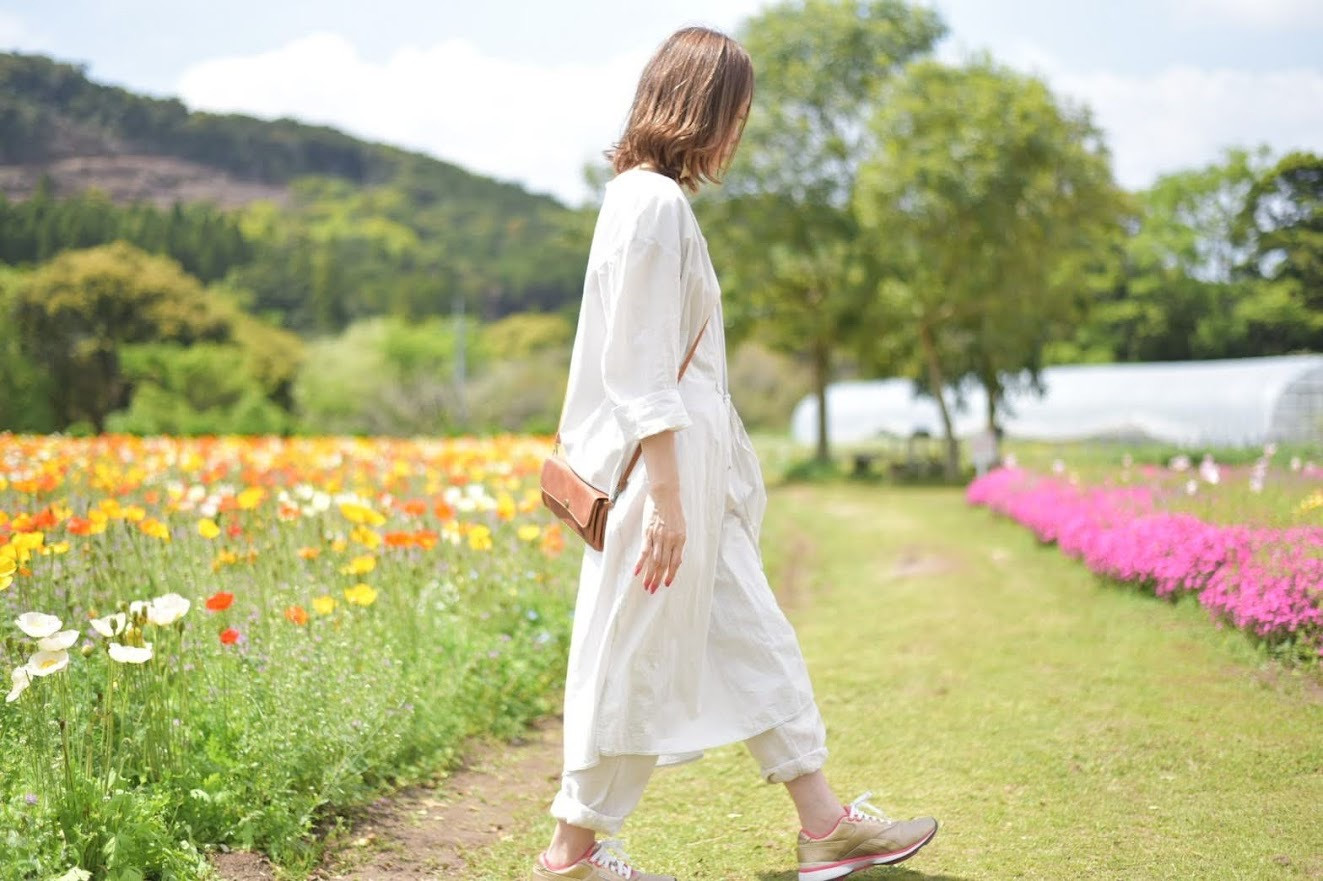 No.5053-1-1 革×リバティプリントのお財布ポシェット【オレンジ】