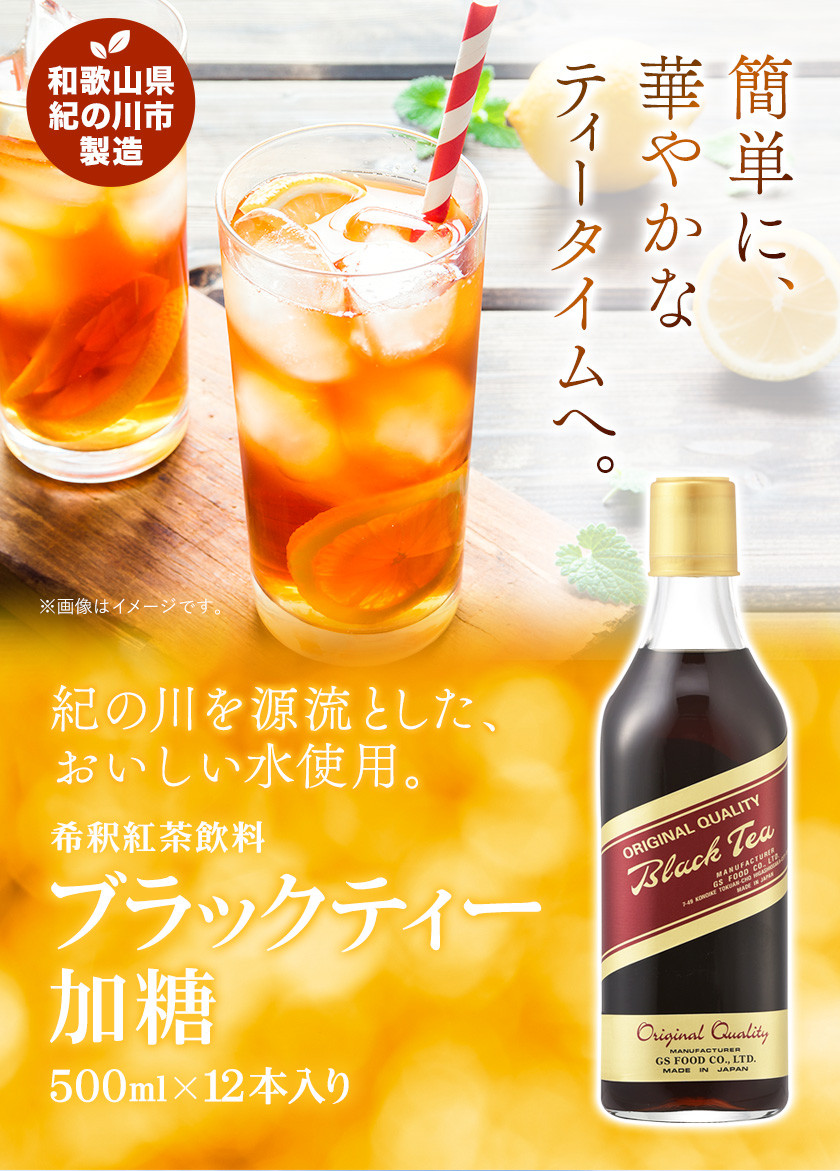 希釈紅茶飲料 GSブラックティー 加糖 500ml×12本《90日以内に出荷予定(土日祝除く)》和歌山県 紀の川市 飲料 紅茶 5倍希釈 株式会社ジーエスフード ミルクティー アイスティー