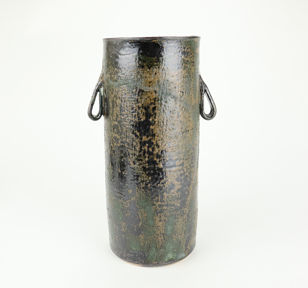 【益子焼】大塚雅淑 花器 青|栃木県 益子町 ふるさと納税 益子焼伝統工芸士 大塚雅淑 花器 電子レンジ可 食洗器可(AT006)