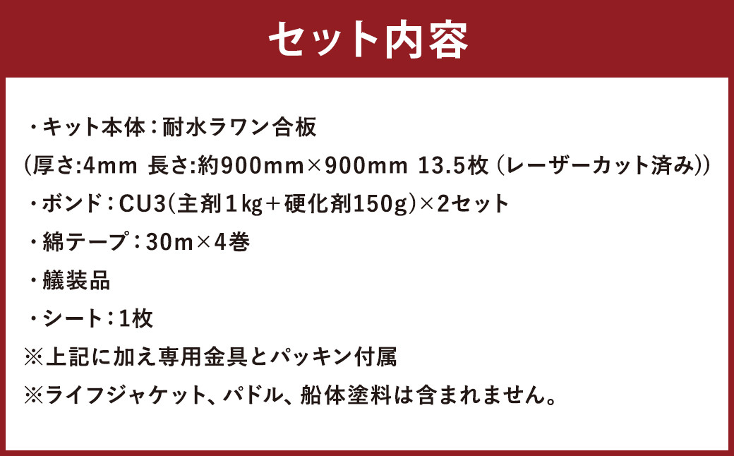 Q-002 シーカヤックキット(一人乗り)LPSKS4-3P フルキット 組立式 カヤック