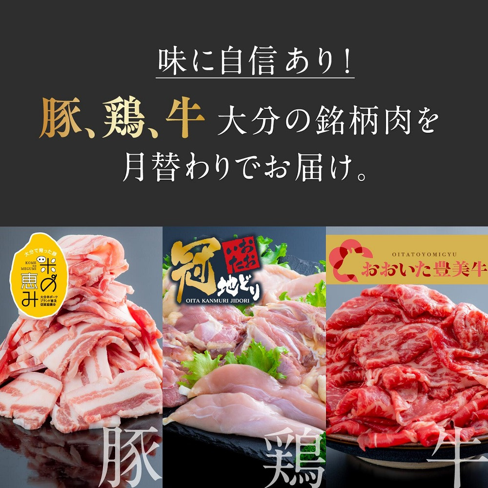 【牛・豚・鶏】肉の定期便(3か月連続)
