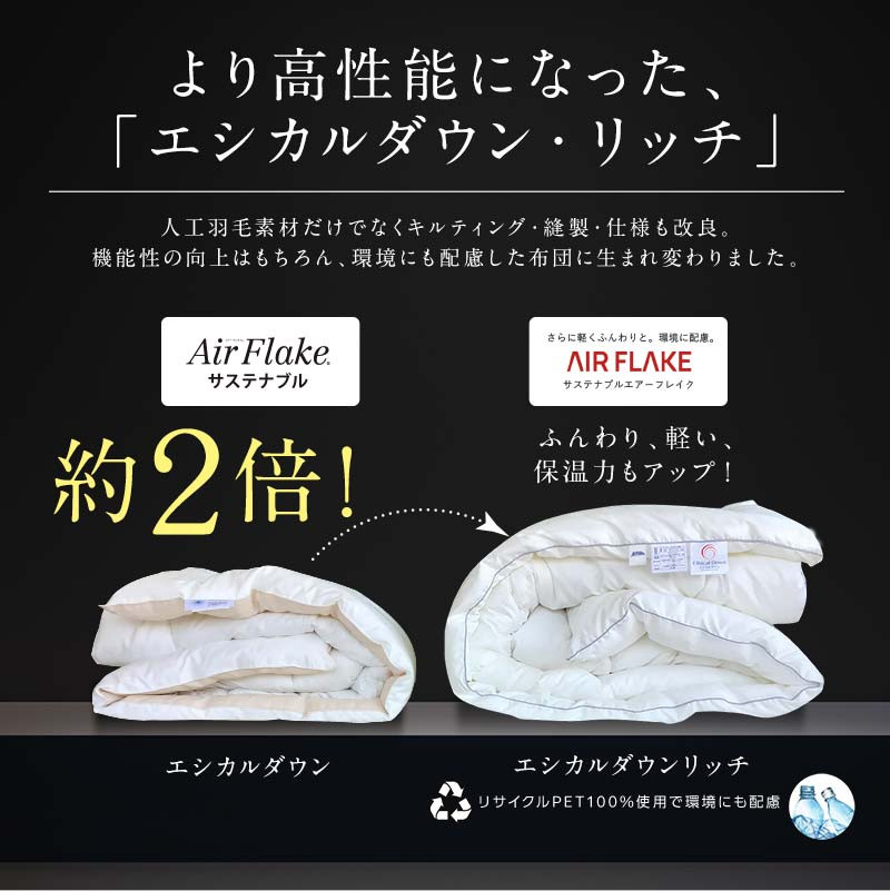 布団《 日本製 》 洗える 人工羽毛布団 2枚合わせ 掛け布団 ダブル エシカルダウンリッチ 広島県福山市/イシケン株式会社 2枚組 羽毛布団 羽毛ふとん 掛けふとん 掛け布団 オールシーズン 掛布団 寝具 アレルギー対策 アレルギー ウォッシャブル 丸洗い 洗濯可 睡眠 快眠 軽い 暖かい 人気 おすすめ オススメ 定番 サステナブル 国産 広島 福山 ふるさと納税 送料無料 [BAAK055]