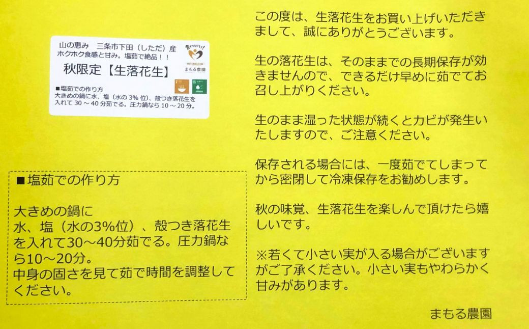 先行予約 [期間限定受付]  生落花生「おおまさり」 1kg(500g×2袋) 大粒 落花生 新潟県産 三条市下田産 らっかせい [まもる農園] 【010S204】