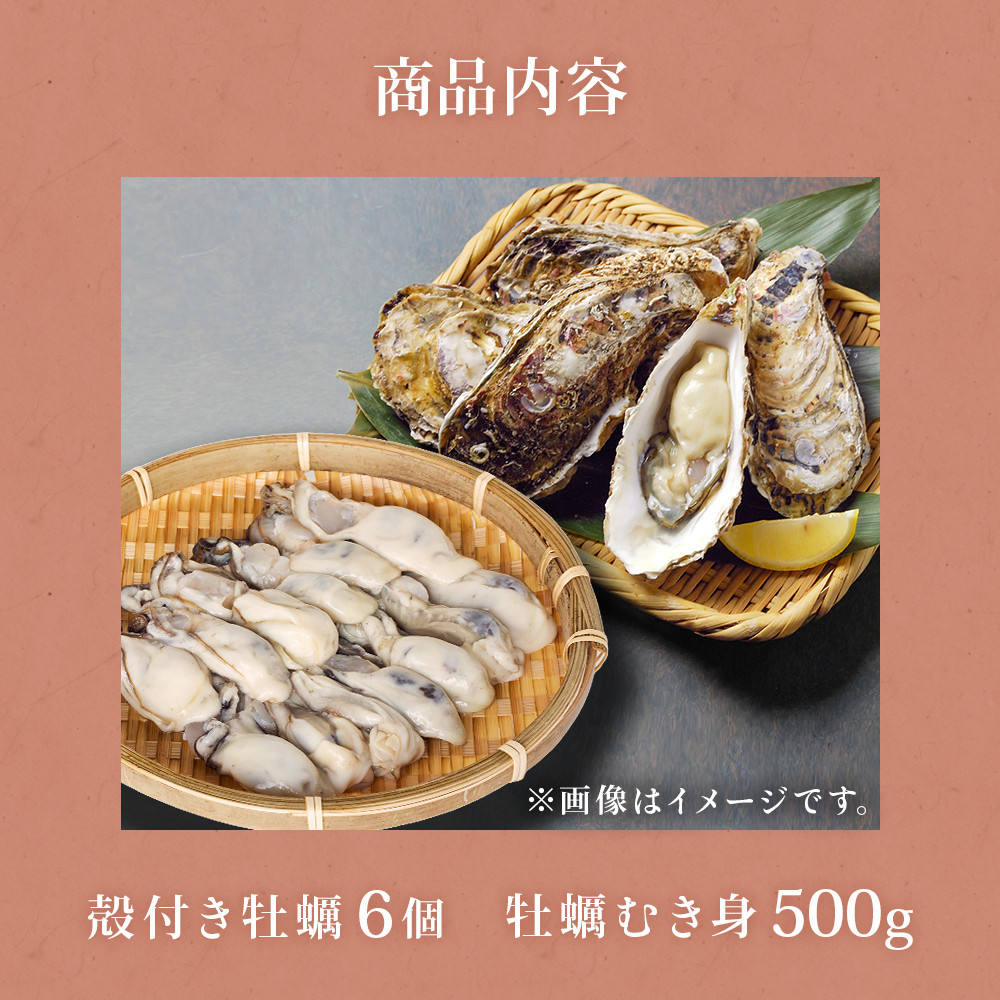 【先行予約】 牡蠣むき身 500g 殻付き牡蠣 6個 お楽しみセット 牡蠣 かき カキ むき身 殻付き セット 魚介 魚介類 貝 海鮮