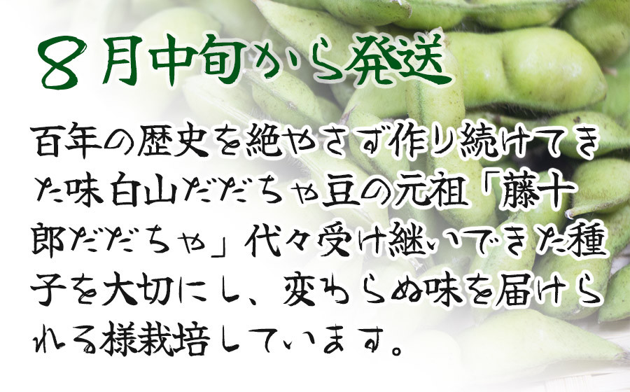 【令和8年産先行予約】”元祖”森屋藤十郎の白山産だだちゃ豆「白山(本豆)」 1kg(500g×2袋)鶴岡特産 K-831