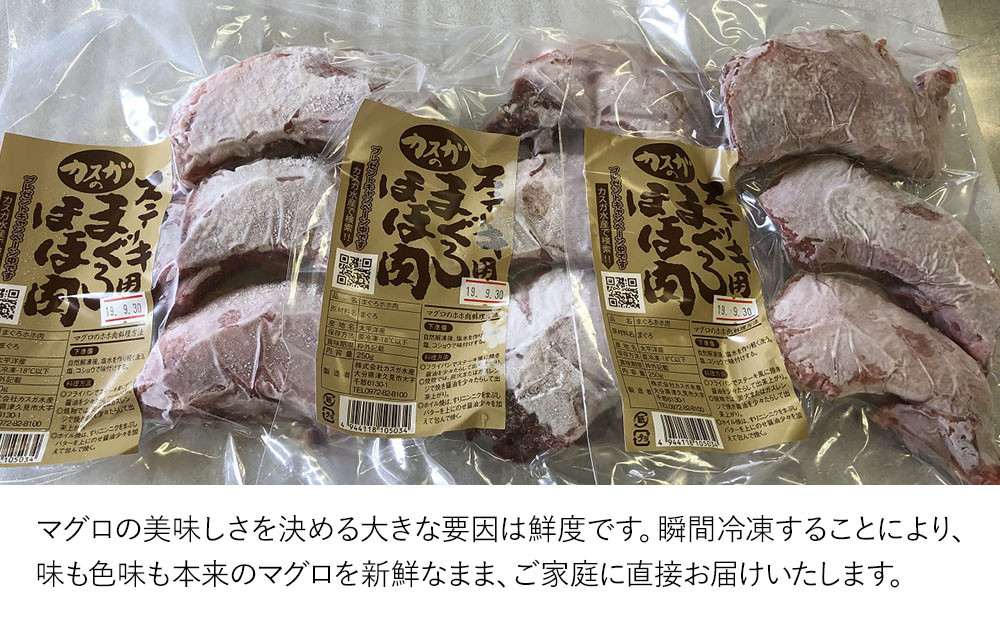 カスガのまぐろステーキほほ肉 3人前 マグロ 鮪 冷凍 お取り寄せグルメ 大分県産 九州産 津久見市 熨斗対応