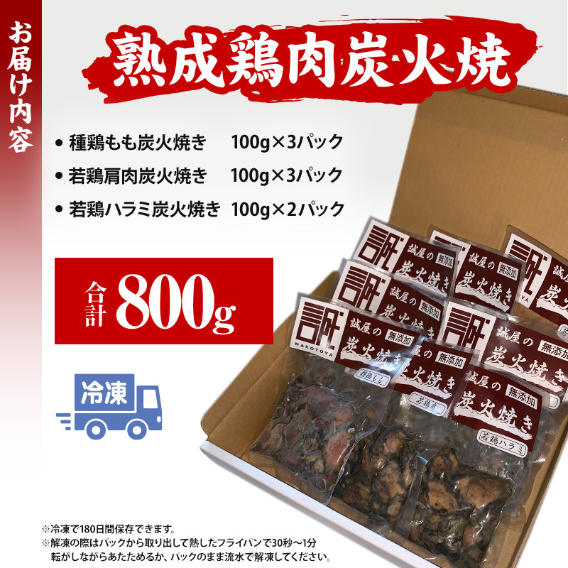 ＜宮崎名物＞熟成鶏肉炭火焼き3種セット 合計8パック_M065-003