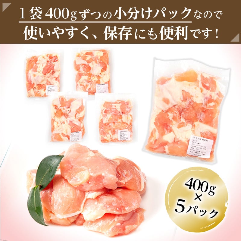 宮崎県産 鶏 肩肉 合計2kg(400g×5パック)_M262-006