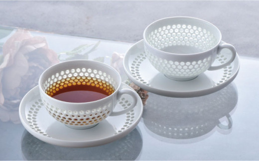 【波佐見焼】水晶プレミアム ティーカップ ソーサー 2客セット 食器 皿 【丹心窯】 [AB37] ティーカップ  マグカップ コーヒーカップ 小皿 カップ ソーサー セット ティーカップ