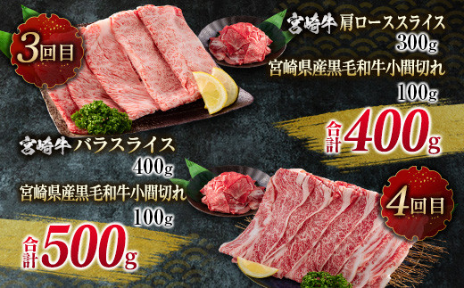 数量限定 6か月 お楽しみ 定期便 宮崎牛 贅沢 満喫 セット 総重量2.5kg 黒毛和牛 ブランド牛 牛肉 国産 ビーフ 人気 食品 焼肉 ステーキ スライス 小間切れ しゃぶしゃぶ すき焼き ミヤチク お取り寄せ グルメ ご褒美 記念日 お祝 宮崎県 日南市 送料無料_NA1-25