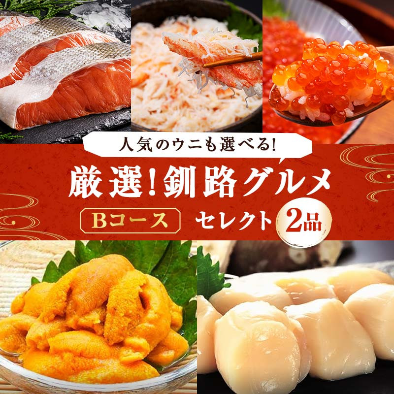 選べる! 釧路グルメ 海の幸 Bコース(5種類から2品)訳ありほたて貝柱・塩水ウニ F4F-2031