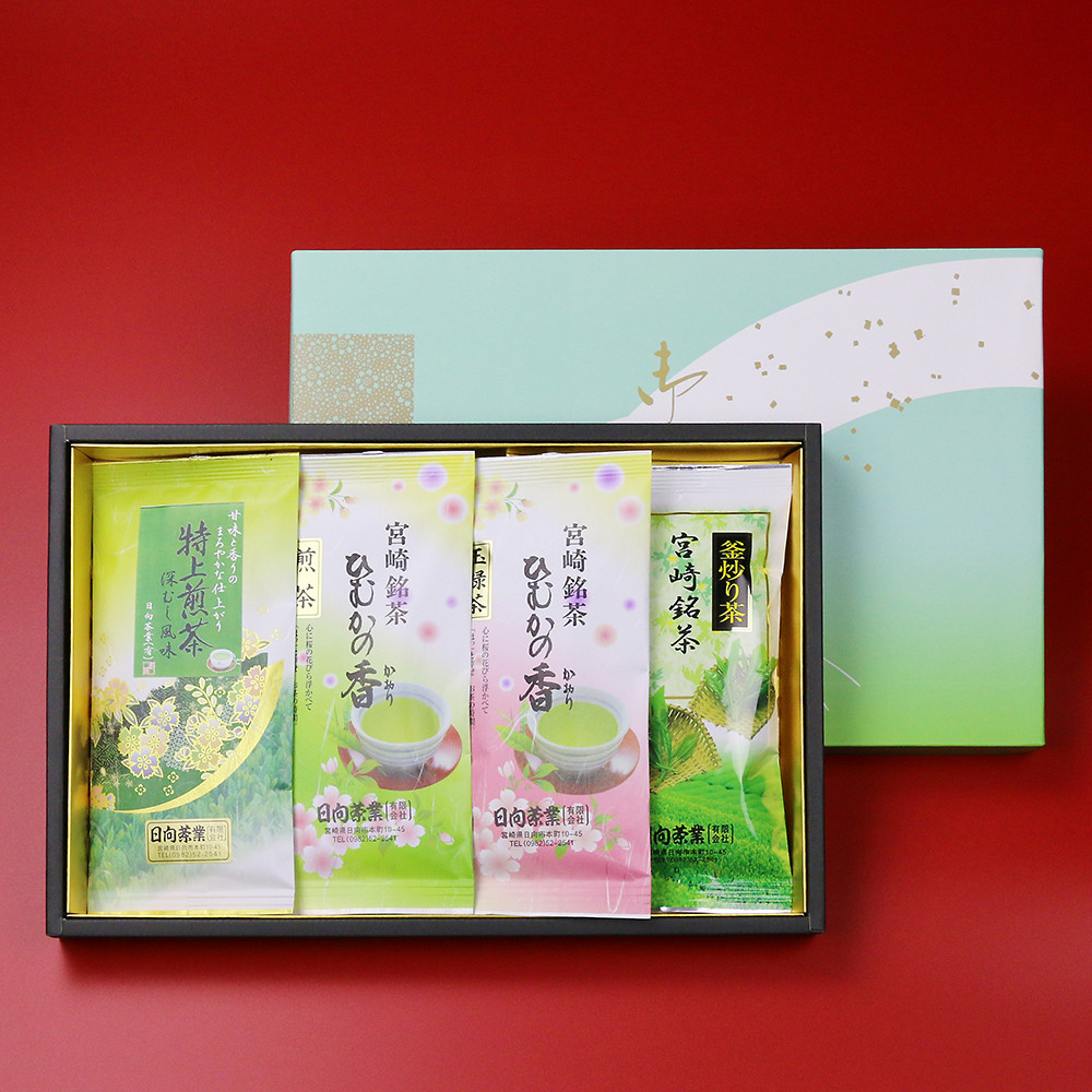 新茶 太陽と緑のこだわりの ひむかの香 詰め合わせ 4種セット [日向茶業 宮崎県 日向市 452060970] 緑茶 日本茶 茶葉 お茶 深蒸し茶 煎茶 釜炒り茶 玉緑茶 飲み比べ