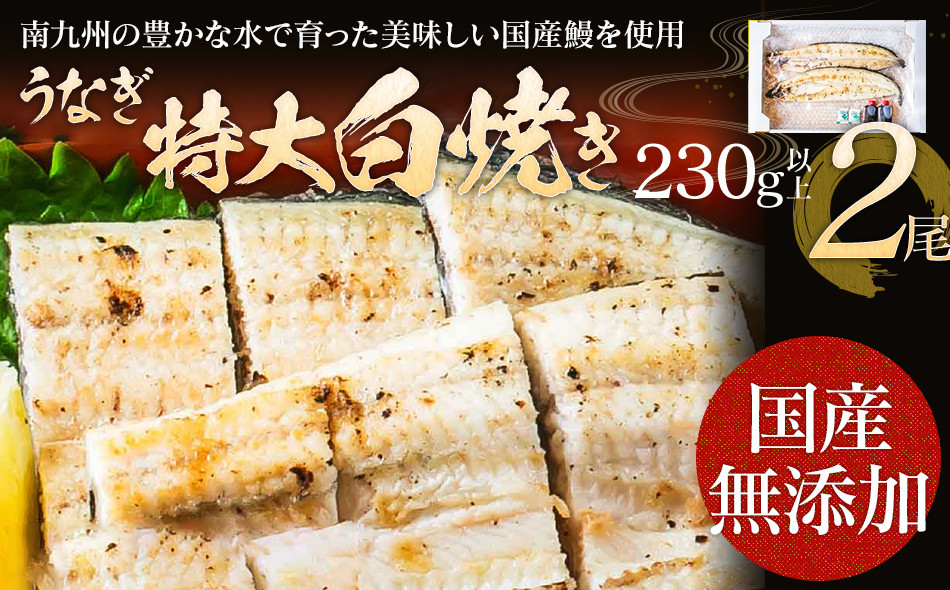 うなぎの特大白焼き(2尾)230g以上×2尾 AE05