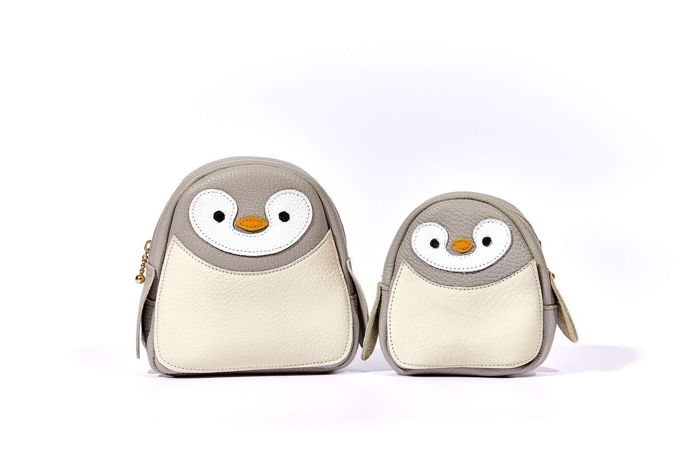 【ペンギンポーチ　大】本革ポーチ　動物ポーチ　ペンギン [グレー]　 ふるさと納税 ポーチ 本革 革製品  ぺんぎん 京都府 長岡京市　NGH03-G