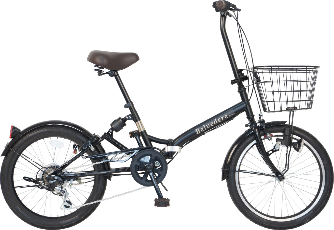 パンクしない折り畳み自転車20インチ6段変速Rサス付 カーキ