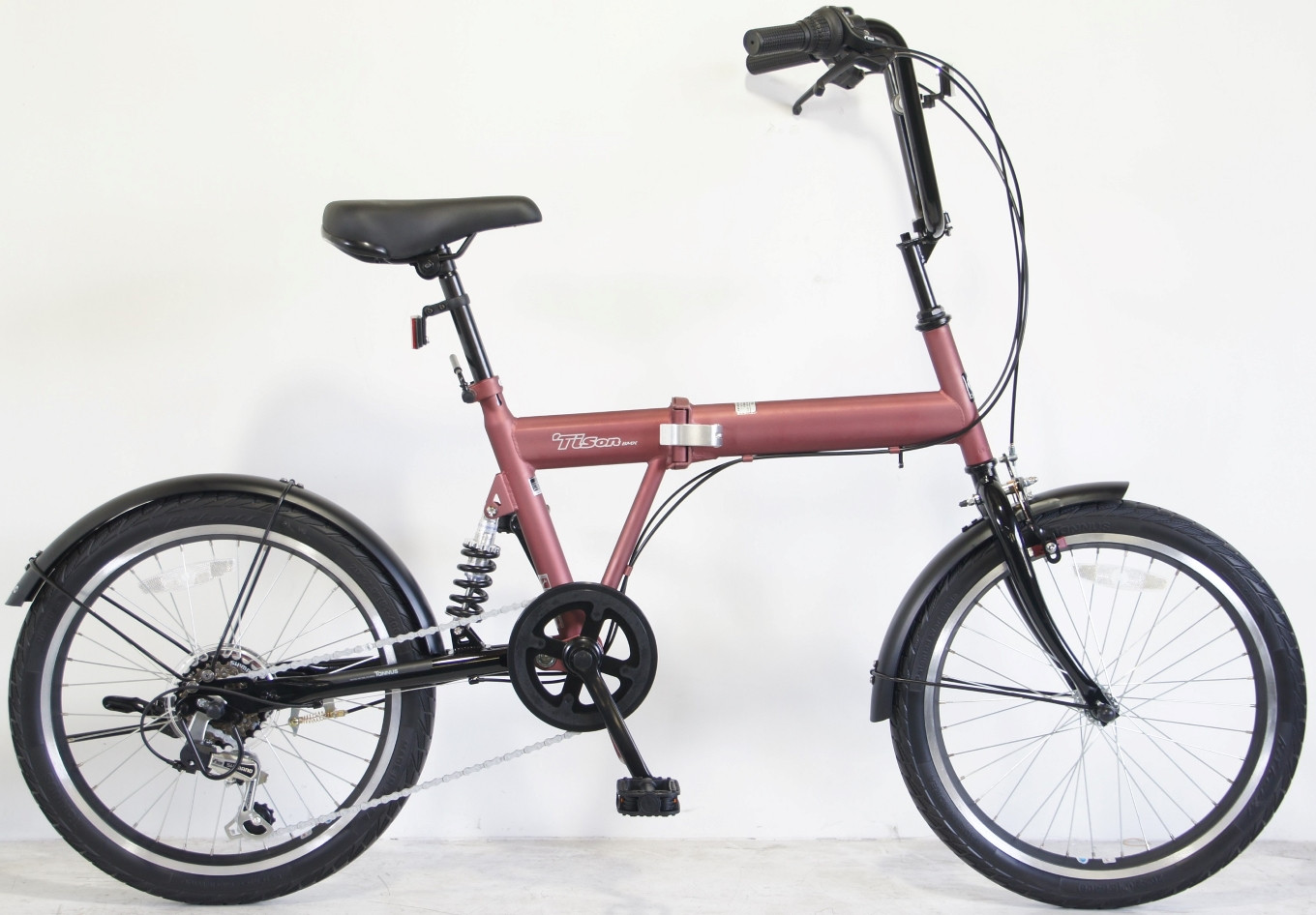 パンクしない折畳み自転車20インチ6段リアサス付ティスオン