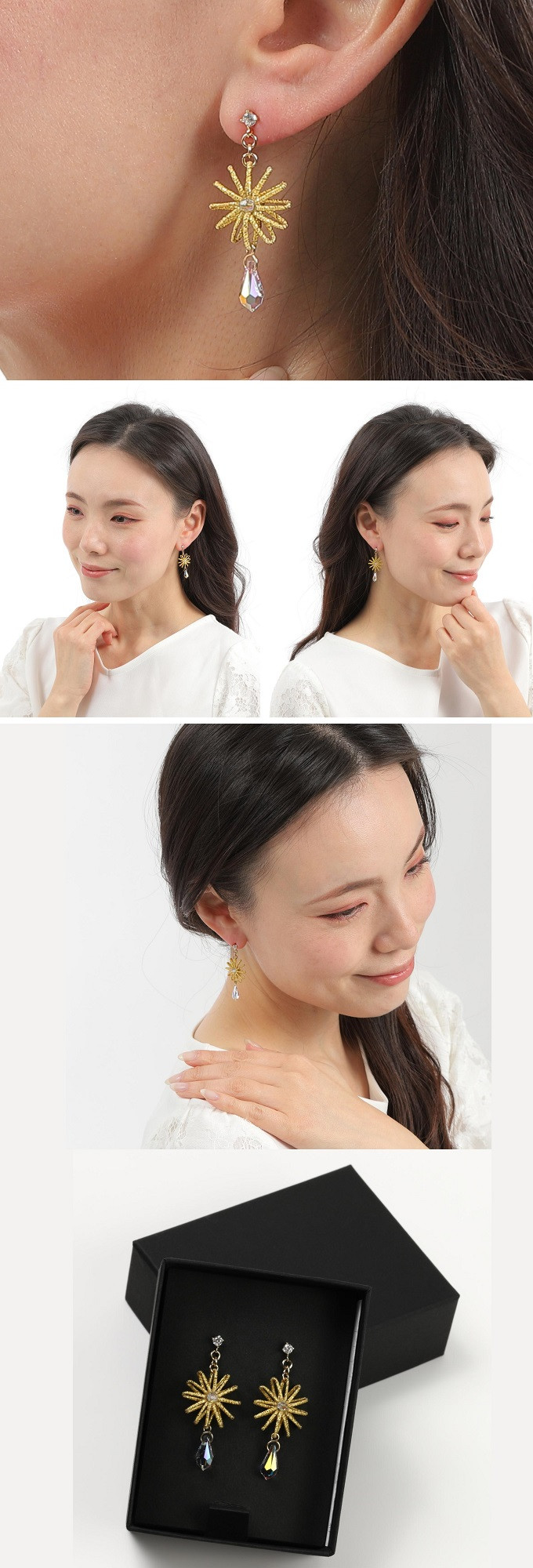 水引ピアス・金（スワロフスキー付）