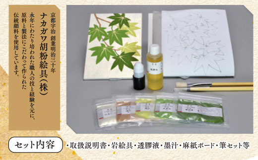 日本画体験キット(青紅葉/1セット)【uj-CK002-D】【ナカガワ胡粉絵具】