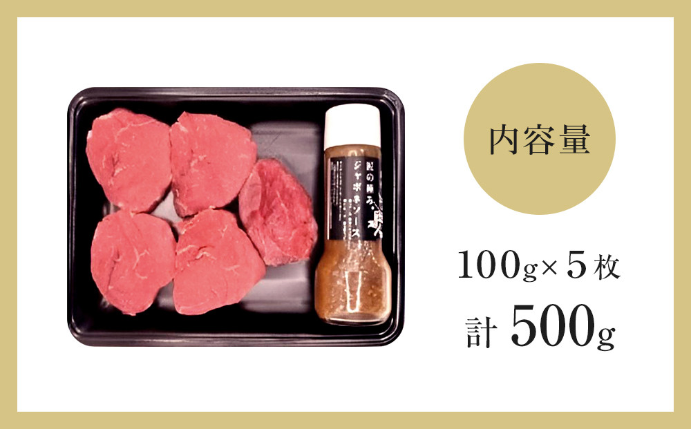 博多和牛 ヒレステーキ500g(100g×5枚)自家製ジャポネソース付【牛肉 肉 博多和牛 和牛 ひれ ヒレ ステーキ 国産 福岡 九州 博多 送料無料 福岡県 大任町 AI002】