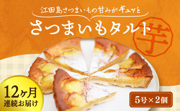 【全12回定期便】気づけばぺろり必至！てくてくのさつまいもたると 1ホール 5号×2個セット｜さつまいもタルト さつまいも サツマイモ 芋スイーツ さつまいもスイーツ 和菓子 洋菓子 スイーツ お菓子 お取り寄せ ギフト 贈答 贈り物 プレゼント 人気 高品質 おすすめ 手土産 定番 高級 おやつ お茶請け デザート リピート 好評 広島県産 江田島市/峰商事合同会社 [XAD072]