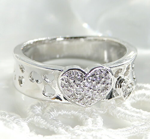 指輪 天然 ダイヤモンド 0.12ct ハート パヴェ SIクラス【pt950】r-150（KRP）N19-1410【リング 指輪 ジュエリー プラチナ ギフト】