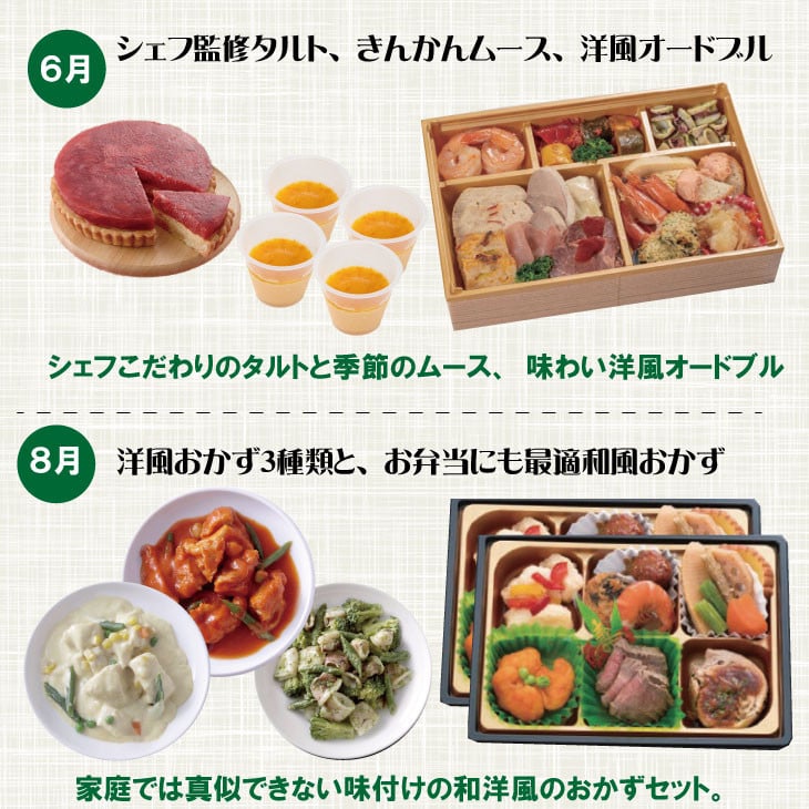 【定期便】自宅で簡単シェフのお惣菜(冷凍食品)定期便 (年6回/隔月偶数月お届け)  簡単お惣菜 冷凍食品 惣菜 デザート 麺類 弁当 ケーキ パスタ キッチンかねすえ