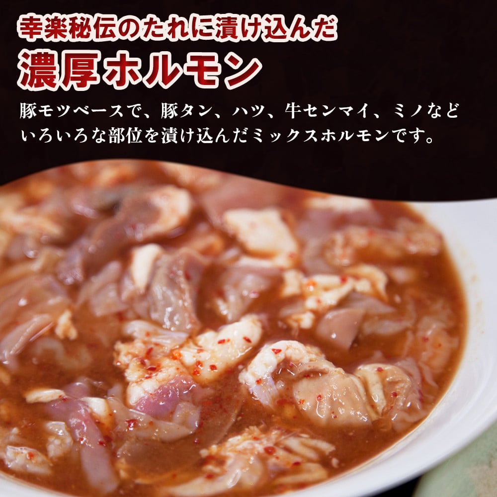 濃い甘の秘伝自家製ダレ 幸楽ホルモン 1.05kg × 2袋 (6人前)【ホルモン幸楽】 中島企画 幸楽ホルモン 鹿角 かづの ホルモン 幸楽 花輪 秋田県 秋田 あきた 鹿角市 豚ホルモン 味付