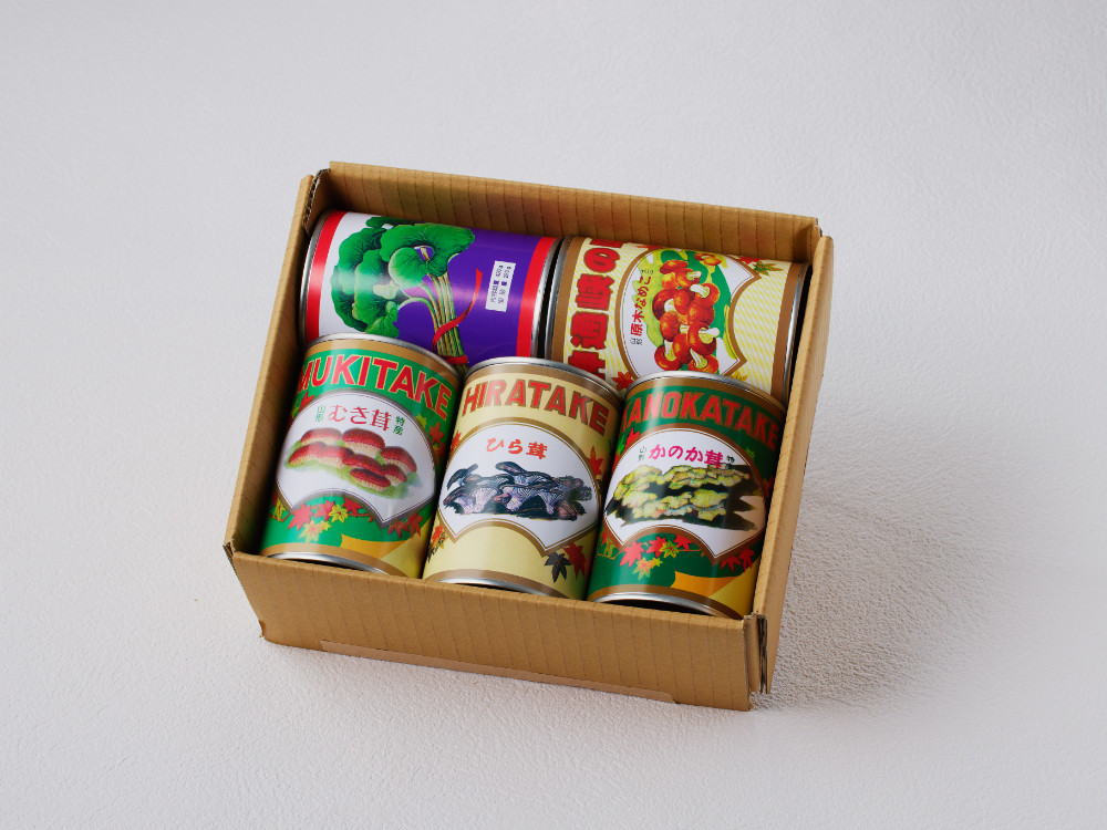 大江町柳川産 原木きのこ天然ふき水煮セット5種1080g(固形量） 【014-001】