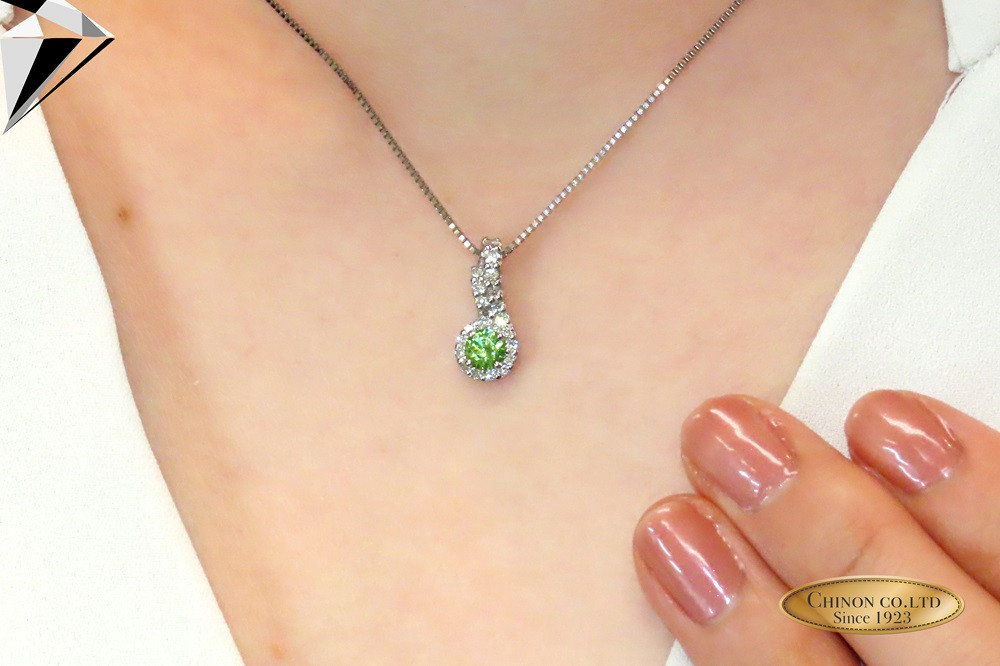 プラチナ デマントイドガーネット ダイヤモンド ペンダント ネックレス ペンダント ダイヤモンド ジュエリー ガーネット 宝石 プレゼント ギフト 誕生石 山梨 富士吉田