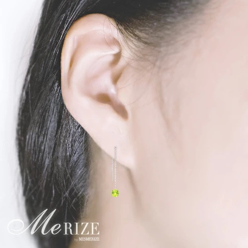 ピアス 天然 ペリドット 5.0mm ロングチェーン ブラタイプ シンプル 緑 グリーン 黄緑【pt900】P-146(KRP)F-1416【ピアス ジュエリー プラチナ ギフト】