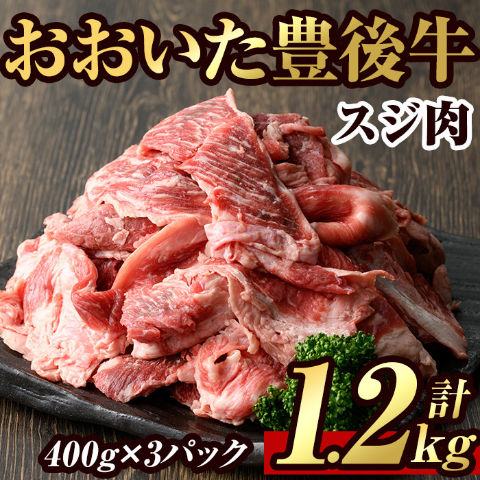 豊後牛 スジ肉(計1.2kg・400g×3個)牛肉 お肉 牛スジ 煮込み パック 冷凍 和牛 国産 大分県産 【106400300】【まるひで】