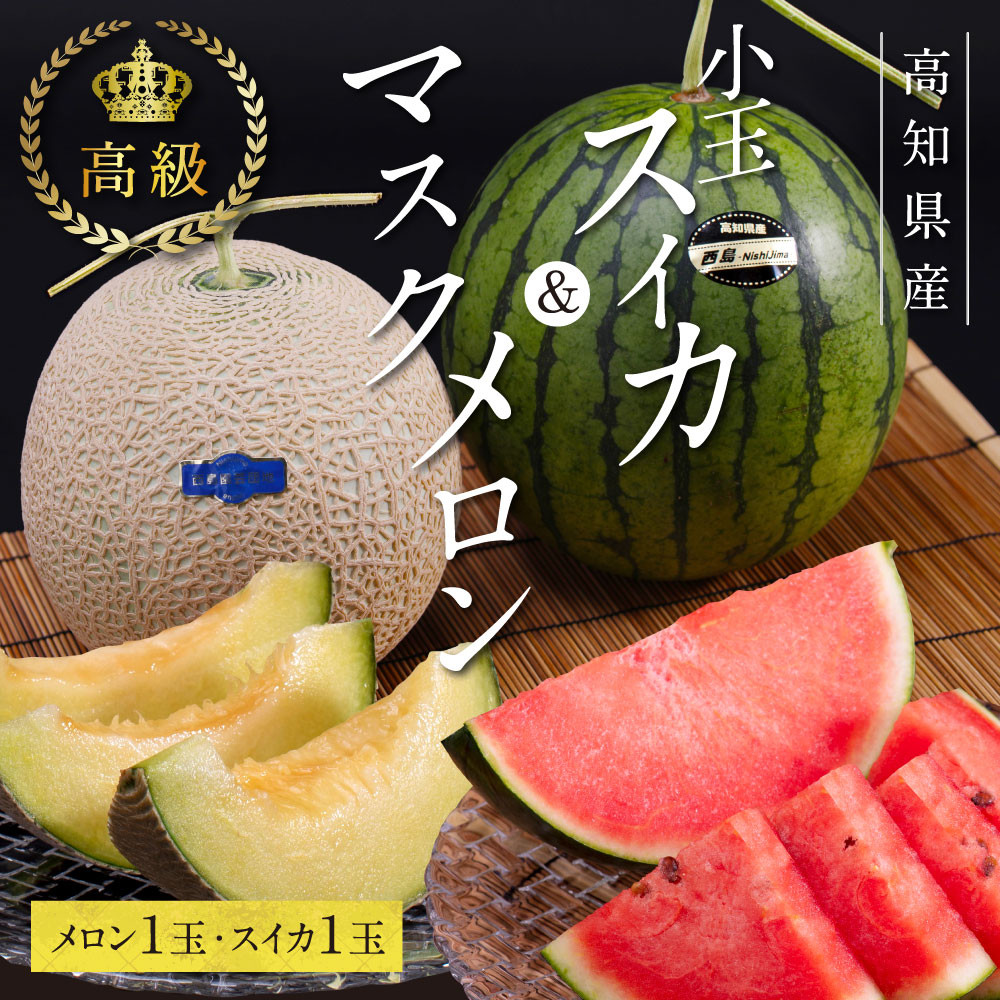 “高知県産”高級マスクメロン&小玉スイカセット〈【1月~3月は気候温度不安定の為出荷不可となります。】南国市共通返礼品〉
