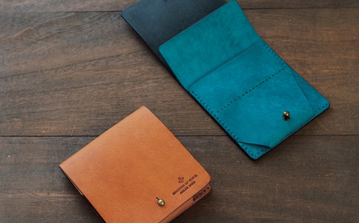 薄い二つ折り財布【全18色】02ブラウン