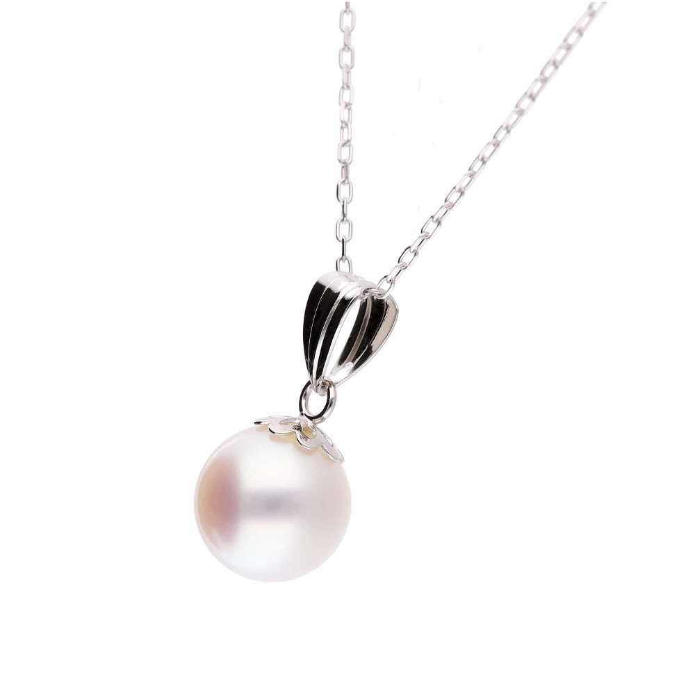 【菊花】 無調色 アコヤ真珠（日本） 7.0mm ラウンド K14 ホワイトゴールド ペンダントトップ